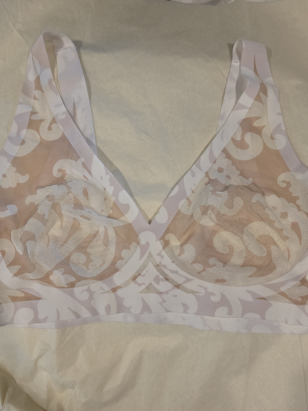 EBY White Patterned Sheer Bralette-super Soft